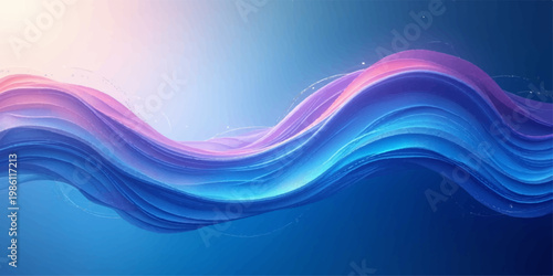 An abstract blue wave background featuring a digital flow of light lines and motion curves creates a modern art pattern design for a web wallpaper backdrop template