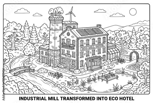 Eco hotel built from transformed industrial mill.