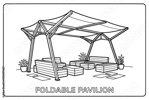 Modern outdoor pavilion with seating area for relaxation and enjoyment.
