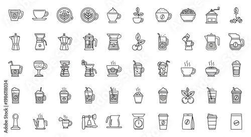 Collection of various coffee icons.
