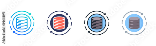 Database Icon Set Multiple Style Collection