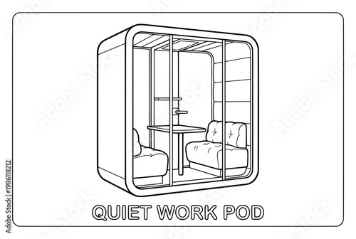 Modern Quiet Work Pod with Table and Chairs for Focused Work.