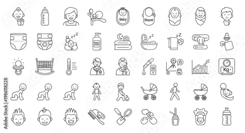 Baby icons and objects collection.