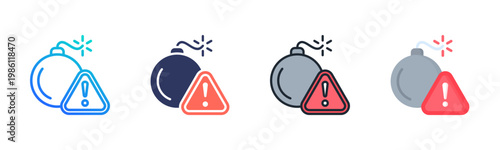 Threat Icon Set Multiple Style Collection