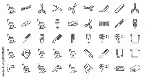 Collection of various hairdressing tools.