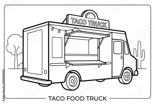 Taco Food Truck Vehicle With Service Window.