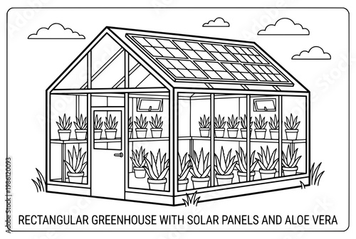 Greenhouse With Solar Panels And Aloe Vera.