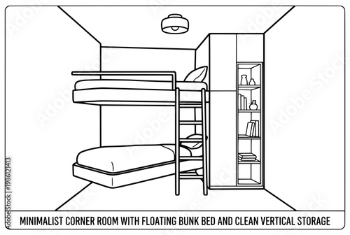 Bunk Bed With Built In Ladder And Vertical Storage.