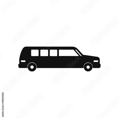 Black luxury limousine with tinted windows and extended body