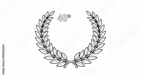 A black and white outline of a laurel wreath with "40th" written above it