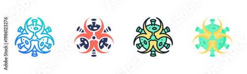 Biohazard Icon Set Multiple Style Collection