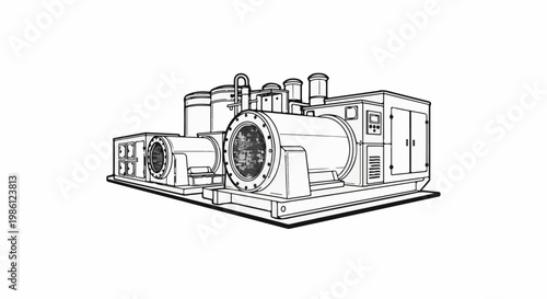 Industrial power generator unit with large cylindrical components