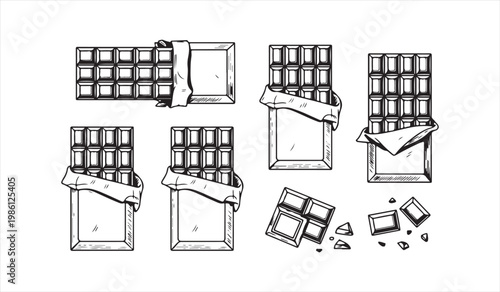 Sweet chocolate bar segmented squares food illustration