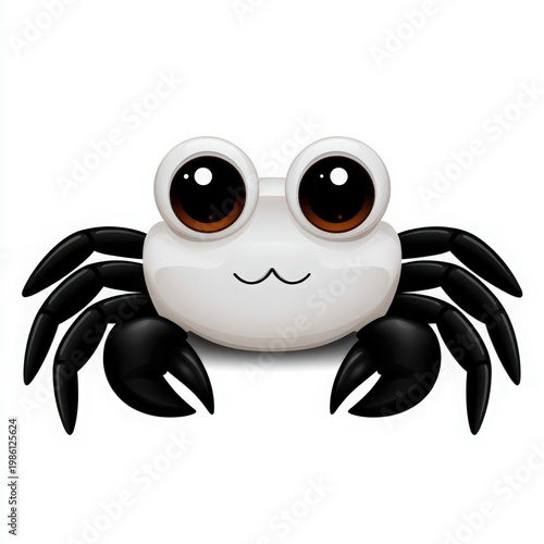 Cute Cartoon Crab Character with Big Eyes and Friendly Smile