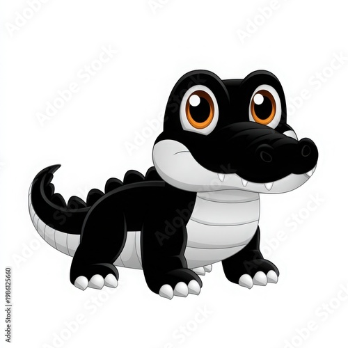 Cute Cartoon Alligator Character with Big Eyes and Friendly Smile