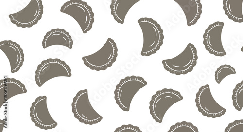 Minimalist hand drawn seamless pattern of traditional dumplings and pierogi for food design