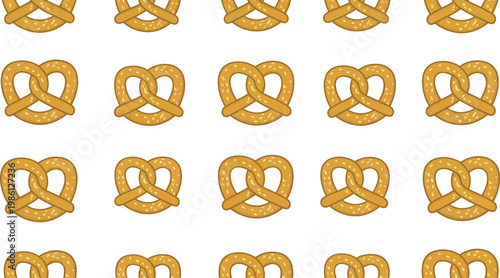 Golden brown crunchy salted mini pretzels arranged in a neat repeating grid pattern
