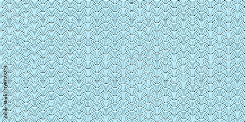 A seamless pattern of stylized blue waves reminiscent of traditional art