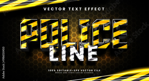 Police line editable text style effect with black and yellow colors.