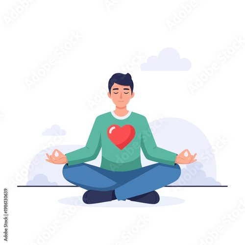 Man meditating in lotus position.