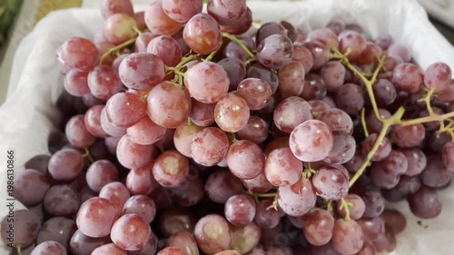 Fresh Ripe Red Grapes Bunch Close up