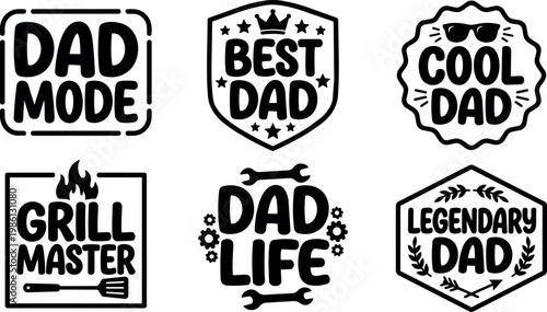 Black and white dad mode best dad cool dad grill master dad life legendary dad icons