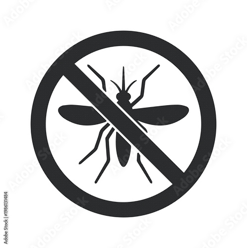 Anti mosquito warning sign, stop insect pest control icon, black mosquito repellent symbol