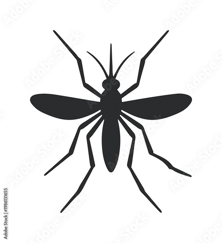 Mosquito silhouette icon, black insect vector symbol, pest control graphic on white background