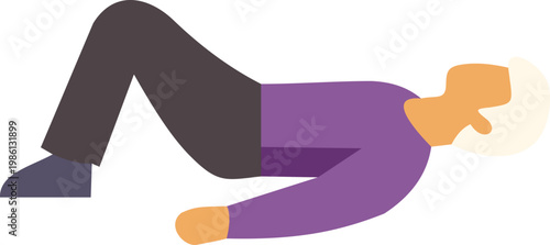 Elderly person horizontal on the ground requiring emergency assistance from healthcare professionals