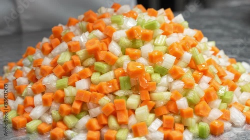 Freshly Chopped Diced Vegetables in Vibrant Colors for Culinary Creations