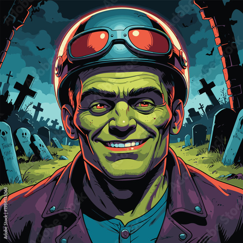 funny cynical Frankenstein cartoon vector image