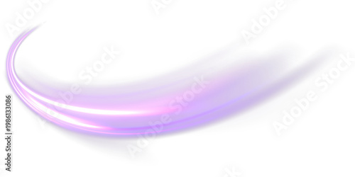 Canvastavla Glowing pink-violet light swooshes with soft blue tint on transparent background