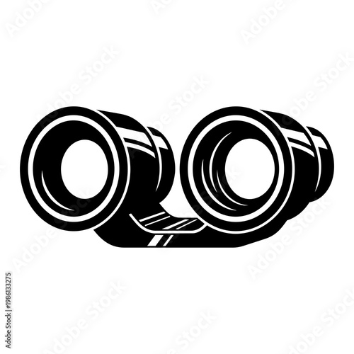 Black Silhouette Glossy Dual Chrome Exhaust Tip with Rolled Edge Vector Icon