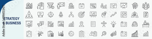 Strategy and Business Line Icon Set, Professional Corporate Management Vector Elements
