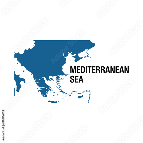A simplified blue map depicts the mediterranean sea region with its name prominently displayed