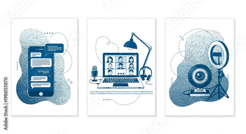 Online Communication and Content Creation Tools: Video Calls, Messaging, Webcam, Ring Light