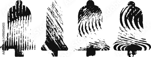 Vintage christmas tree ornaments with retro striped and textured patterns