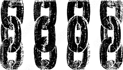 grunge chain links vertical set with distressed texture and bold black design elements