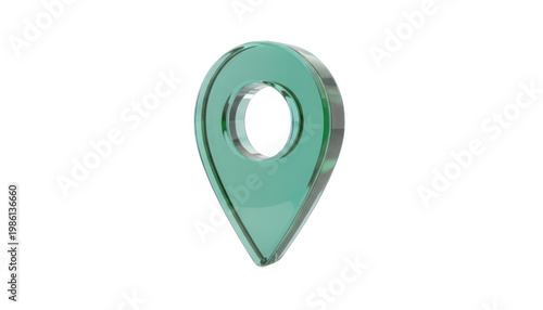 Free Download Glassy green map pin icon, isolated on white background, 3D render - GFXLoad