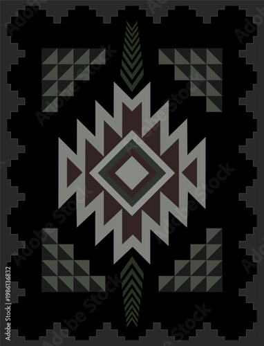 Bold Geometric Tribal Diamond Motif on Dark Background