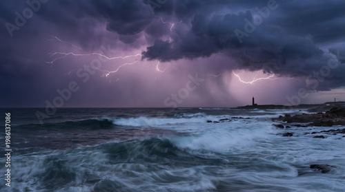 Dramatic Stormy Ocean Horizon at Dusk
