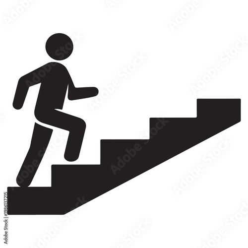 Walking up the stairs or staircase icon vector silhouette 