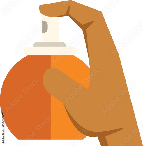 Hand holding and spraying perfume bottle for personal aroma application