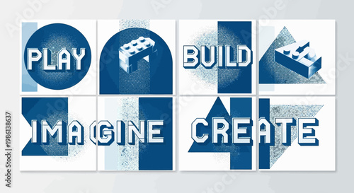 Play, Build, Imagine, Create: Abstract Concept with Building Blocks