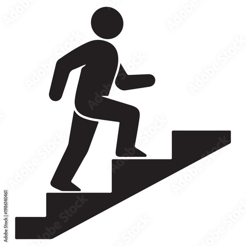 Walking up the stairs or staircase icon vector silhouette 