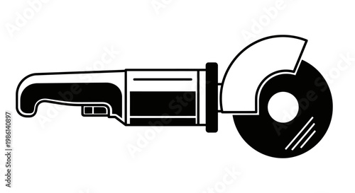Angle grinder tool illustration black and white isolated design