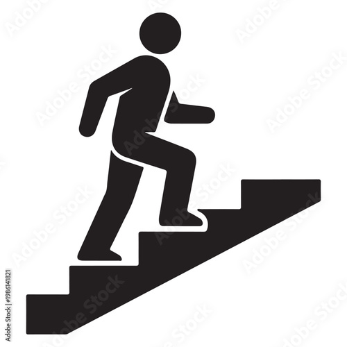 Walking up the stairs or staircase icon vector silhouette 