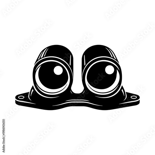 Black Silhouette Bolt-On Dual Exhaust Tailpipe with Mounting Flange Vector Icon 