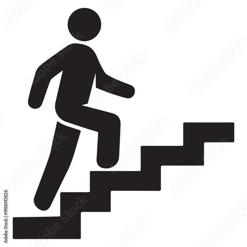 Walking up the stairs or staircase icon vector silhouette 