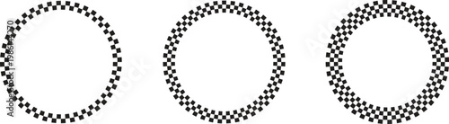  Round checkered frame vector illustration.